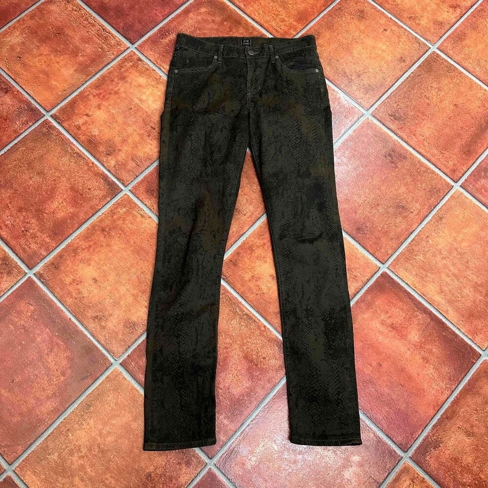 Citizens Of Humanity Mandy Gecko Print Retroslim Roll Up Pants Size 28